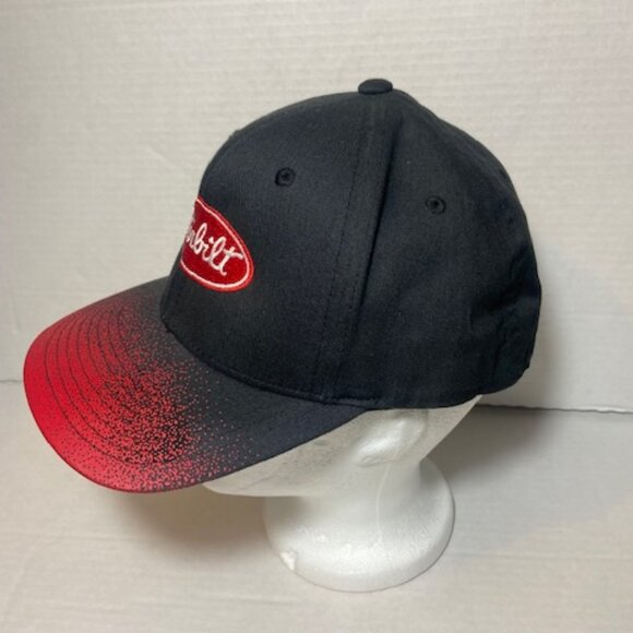 Peterbilt Hat Cap Black/Gradiant Brim Script Spell Out Logo Trucking Dad Fitted - Picture 4 of 5